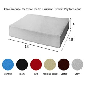 Cinnamonee Patio Cushion Cover Outdoor Seat Chair Covers Water Repellent Slipcovers Indoor Square Slip Covers with Zipper for Sofa Couch (Grey, 18x16x4), 2 Count (Pack of 1)
