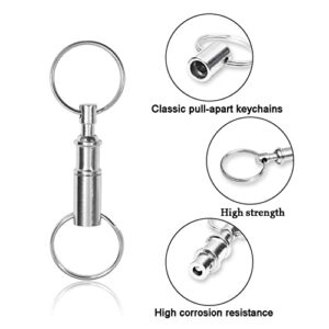 CooBigo 3 Pack Quick Release Detachable Keychain Dual Pull Apart Key Chain Spring Split Snap Separate Double Key Ring Lock Valet Keys Flashlights DIY Crafts Accessories