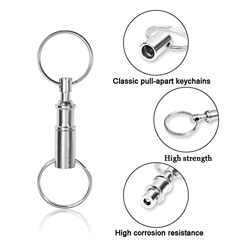 CooBigo 3 Pack Quick Release Detachable Keychain Dual Pull Apart Key Chain Spring Split Snap Separate Double Key Ring Lock Valet Keys Flashlights DIY Crafts Accessories