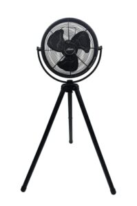 hunter 90646 metal tripod fan, adjustable tilt, 3 speeds, 12", matte black finish