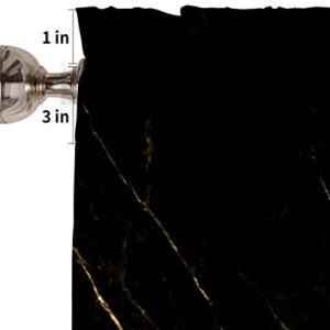 SHElifestyle Marble Kitchen Valances Window Curtain,Abstract Gold and Black Marble Pattern Curtain Valances for Bedroom Bathroom Living Room Cafe,52x18 inch