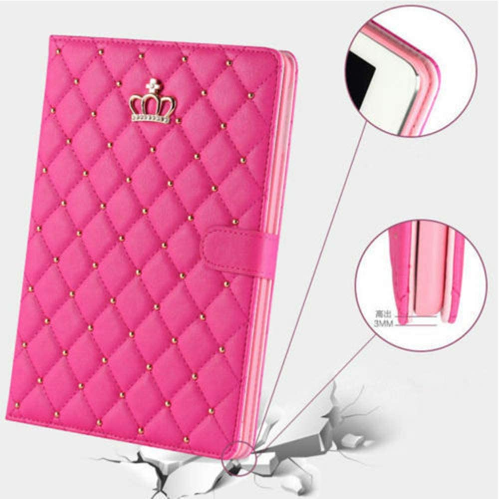 Topwin iPad Mini 6 Case (8.3-Inch,2021 Model), Crown Bling Diamond Cute PU Leather Smart Auto Sleep/Wake with Kickstand Shockproof for Apple iPad Mini 6th Gen 8.3 Inch (Pink)