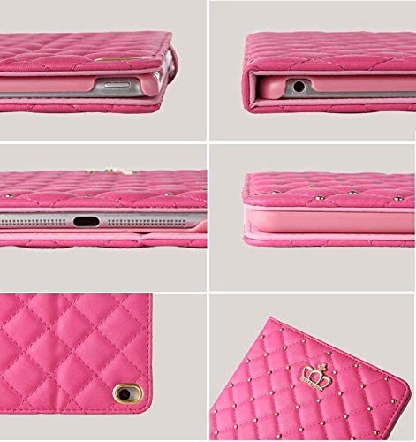 Topwin iPad Mini 6 Case (8.3-Inch,2021 Model), Crown Bling Diamond Cute PU Leather Smart Auto Sleep/Wake with Kickstand Shockproof for Apple iPad Mini 6th Gen 8.3 Inch (Pink)