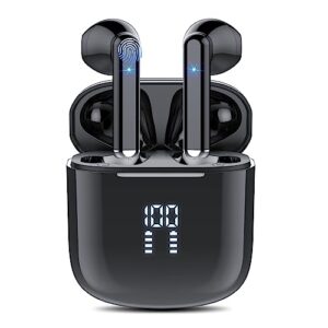 wireless earbuds bluetooth 5.3 headphones with 4-mics clear call and enc noise cancelling, bluetooth earbuds touch control stereo sound with led display, waterproof running headphones for workout