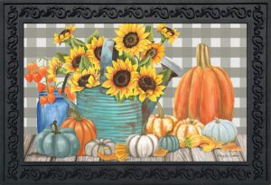 briarwood lane sunflower watering can fall doormat pumpkins floral 30" x 18"