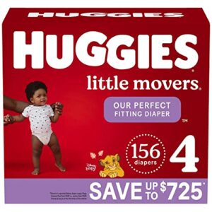 huggies little movers diapers, size 4-22-37 pounds (156 count)