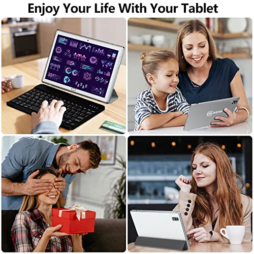 Android 11.0 Tablet, 2023 Latest 2 in 1 Tablet 10.1 Inch, 4G Cellular Tablet with Keyboard, 64GB+4GB Storage, Octa-Core Processor, 2 Sim Slot, 13MP Camera, Mouse/Stylus/GPS/WiFi/Bluetooth (Silver)