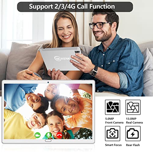 Android 11.0 Tablet, 2023 Latest 2 in 1 Tablet 10.1 Inch, 4G Cellular Tablet with Keyboard, 64GB+4GB Storage, Octa-Core Processor, 2 Sim Slot, 13MP Camera, Mouse/Stylus/GPS/WiFi/Bluetooth (Silver)