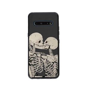 jmfhcd compatible with lg v60 thinq 5g case, skull love romantic skeleton graphic trendy design for lg case boys men women, soft silicone protective cool case for lg