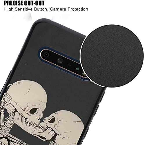 JMFHCD Compatible with LG V60 ThinQ 5G Case, Skull Love Romantic Skeleton Graphic Trendy Design for LG Case Boys Men Women, Soft Silicone Protective Cool Case for LG