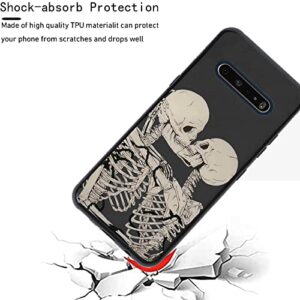 JMFHCD Compatible with LG V60 ThinQ 5G Case, Skull Love Romantic Skeleton Graphic Trendy Design for LG Case Boys Men Women, Soft Silicone Protective Cool Case for LG