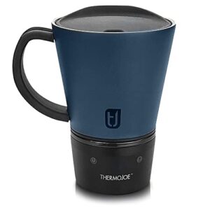 thermojoe 14 oz. rechargeable heated smart thermo mug for coffee and tea with temperature control