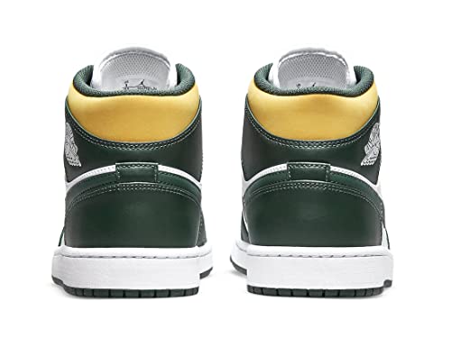 Nike Men's Air Jordan 1 Mid Shoes, Noble Green/Pollen-white, 12