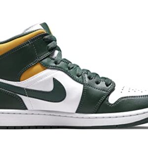 Nike Men's Air Jordan 1 Mid Shoes, Noble Green/Pollen-white, 12