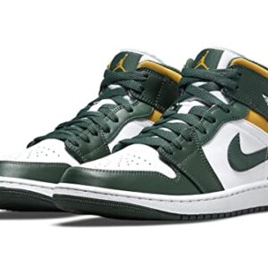 Nike Men's Air Jordan 1 Mid Shoes, Noble Green/Pollen-white, 12