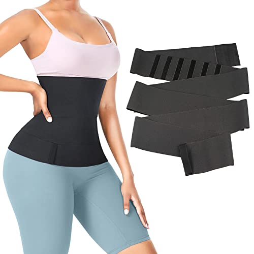 HADAN Invisible Waist Trainer For Women Under Clothes | Stomach Wraps For Belly Fat, Wrap Waist Trainer For Postpartum Women, With 6 Strong Adhesive Points, Plus Size - 157x4,9x0,06 Inch Black