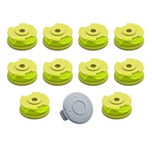wetoolplus ac80rl3 0.080" replacement spool line & cap for ryobi one+ 18v 24v 40v auto-feed trimmer compatible with ryobi weed wacker string with 522994001 ac14hca cap covers(10 spools + 1 cap)
