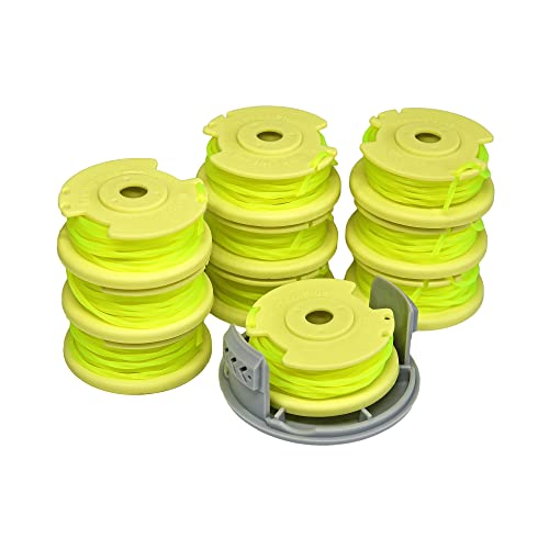 WETOOLPLUS AC80RL3 0.080" Replacement Spool Line & Cap for Ryobi One+ 18v 24v 40v Auto-Feed Trimmer Compatible with Ryobi Weed Wacker String with 522994001 AC14HCA Cap Covers(10 Spools + 1 Cap)