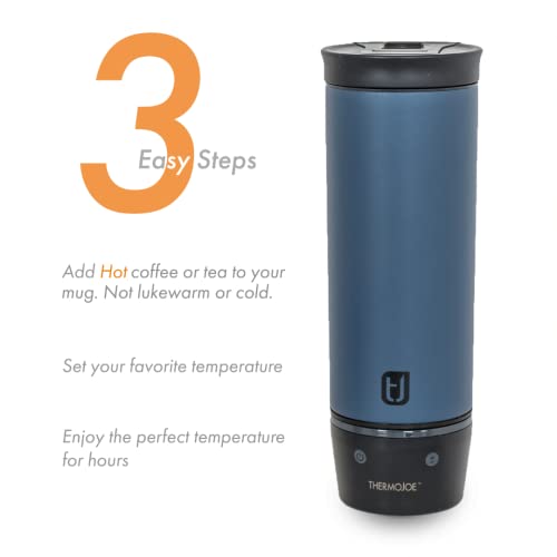 Thermojoe 16 Oz. Rechargeable Heated Smart Travel Mug for Coffee and Tea with Temperature Control