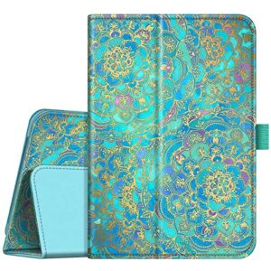 fintie folio case for all-new fire 7 tablet (12th generation, 2022 release) latest model - premium vegan leather slim fit foldable stand cover with auto sleep/wake, shades of blue
