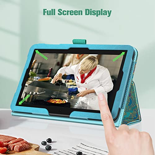 Fintie Folio Case for All-New Fire 7 Tablet (12th Generation, 2022 Release) Latest Model - Premium Vegan Leather Slim Fit Foldable Stand Cover with Auto Sleep/Wake, Shades of Blue