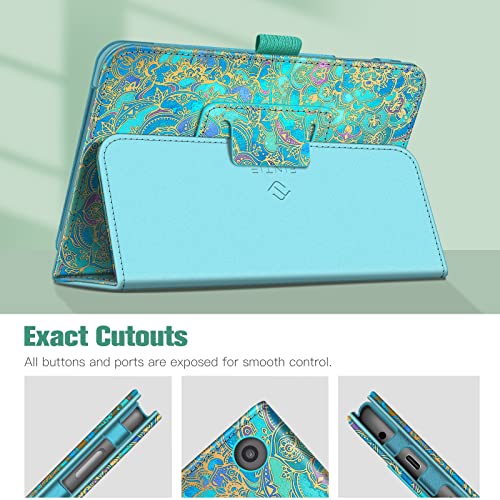 Fintie Folio Case for All-New Fire 7 Tablet (12th Generation, 2022 Release) Latest Model - Premium Vegan Leather Slim Fit Foldable Stand Cover with Auto Sleep/Wake, Shades of Blue
