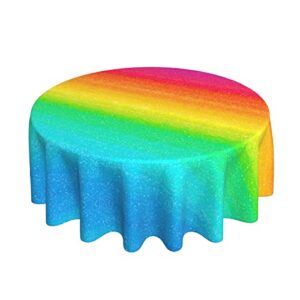 vodbne rainbow round tablecloth 60 inch for indoor and outdoor, waterproof table cloth cover decorative for kitchen dining table, parties and ​camping