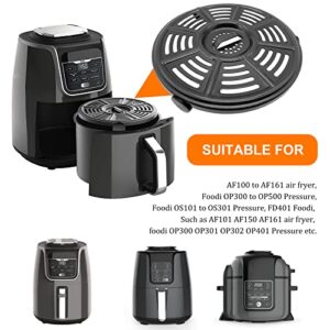 4QT Air Fryer Grill Pan for Ninja AF100 to AF150 Air Fryers, Upgraded 8.2IN Air Fryer Grill Crisper Plate Grate for Ninja FD401 Foodi Pressure Foodi OP300 to OP500, Nonstick, Dishwasher Safe