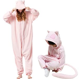 wawrtou unisex pink onesie pajamas cartoon cosplay animal onesie christmas costume sleepwear homewear- zipper close