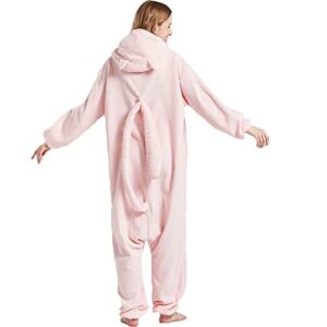 WAWRTOU Unisex Pink Onesie Pajamas Cartoon Cosplay Animal Onesie Christmas Costume Sleepwear Homewear- zipper Close