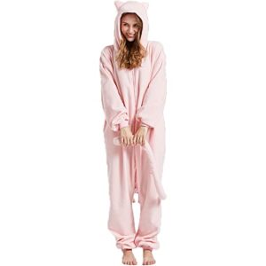 WAWRTOU Unisex Pink Onesie Pajamas Cartoon Cosplay Animal Onesie Christmas Costume Sleepwear Homewear- zipper Close