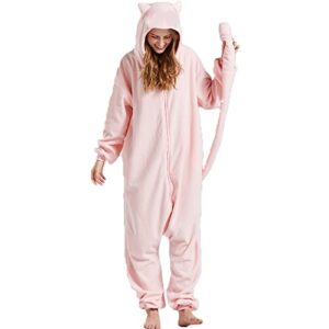 WAWRTOU Unisex Pink Onesie Pajamas Cartoon Cosplay Animal Onesie Christmas Costume Sleepwear Homewear- zipper Close