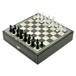 woodronic 15" handmade chess set, high gloss chess box with wood chessmen, classic strategy board games for kids and adults, perfect for decor and casual play
