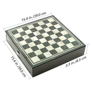 Woodronic 15" Handmade Chess Set, High Gloss Chess Box with Wood Chessmen, Classic Strategy Board Games for Kids and Adults, Perfect for Decor and Casual Play