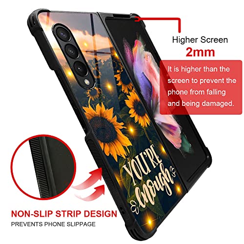 TnXee Compatible with Samsung Galaxy Z Fold 3 5G Case,Sunflower in Starlight for Men Women, Shockproof Anti-Scratch Case for Samsung Galaxy z fold 3 5G