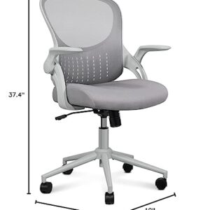 SMUG Home Office Ergonomic Desk Mesh Computer Modern Height Adjustable Swivel Chair with Lumbar Support/Flip-up Arms, Grey, 23.8D x 23.2W x 39.8H