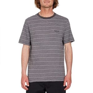 volcom men's regular static stripe crew shirt, black, medium