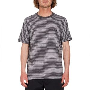 Volcom Men's Regular Static Stripe Crew Shirt, Black, Medium