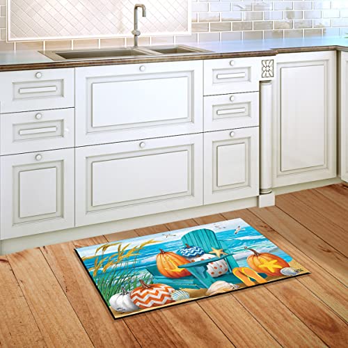 Briarwood Lane Fall at The Beach Doormat Autumn Nautical Pumpkins 30" x 18"