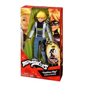 Miraculous Fashion Flip Adrien to Cat Noir 10.5” Action Doll Sequins