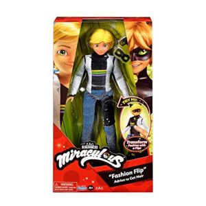 Miraculous Fashion Flip Adrien to Cat Noir 10.5” Action Doll Sequins