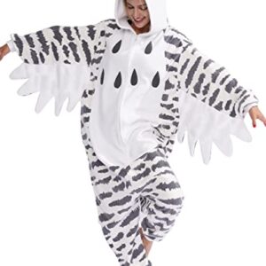 LZBXBXDA Unisex Adult Snowy owl Onesie One Piece Pajamas Animal Christmas Costume Homewear Sleepwear for Women men