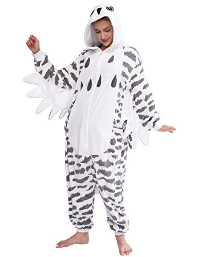 LZBXBXDA Unisex Adult Snowy owl Onesie One Piece Pajamas Animal Christmas Costume Homewear Sleepwear for Women men