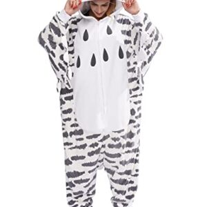 LZBXBXDA Unisex Adult Snowy owl Onesie One Piece Pajamas Animal Christmas Costume Homewear Sleepwear for Women men