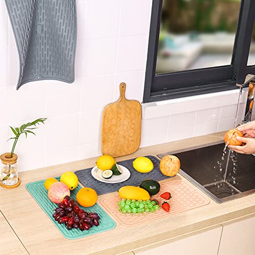 Silicone Dish Drying Mat, Kitchen Drying Mat Easy Clean for Multiple Usage Dry Mat for Dishes Silicone Drying Mat for Kitchen Counter Heat Resistant and Sink, Refrigerator Non Slip Dry Mat for Dishes