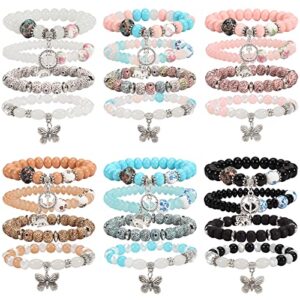 6 set butterfly bracelets for women and teen girls multilayer beads tassel stretch bracelet charm boho colorful jewelry