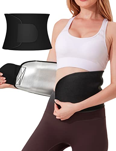 Portzon Waist Trainer for Women Weight Loss, Waist Trimmer Sweat Belt for Women Men Stomach Trainer for Women Sauna Belt Tummy Toner Low Back and Lumbar Support Sauna Suit Effect