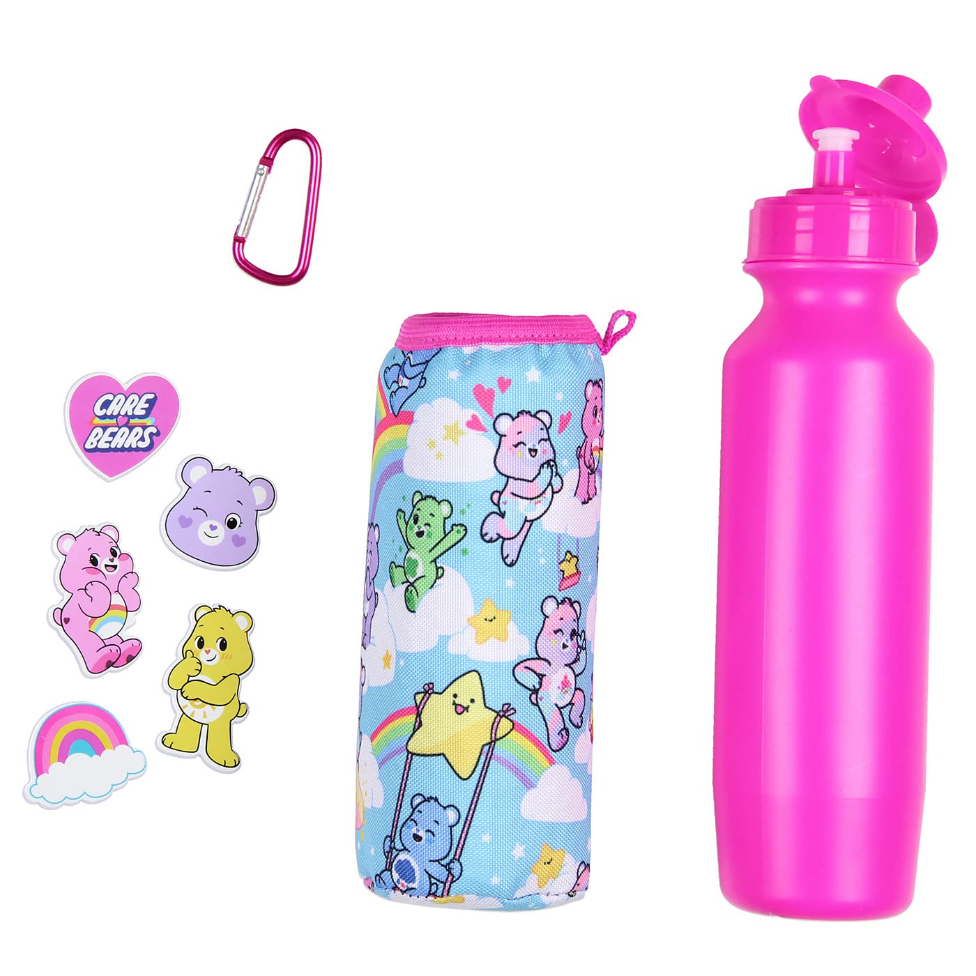 Carebears Caring Is Magic 16" Backpack Lunch Tote Water Bottle Sticker Set 5 Pc Mega Set