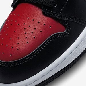 Jordan Boy's Air 1 Mid GS Sneaker, Black/Fire Red-white, 6.5 Big Kid