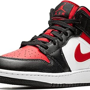 Jordan Boy's Air 1 Mid GS Sneaker, Black/Fire Red-white, 6.5 Big Kid